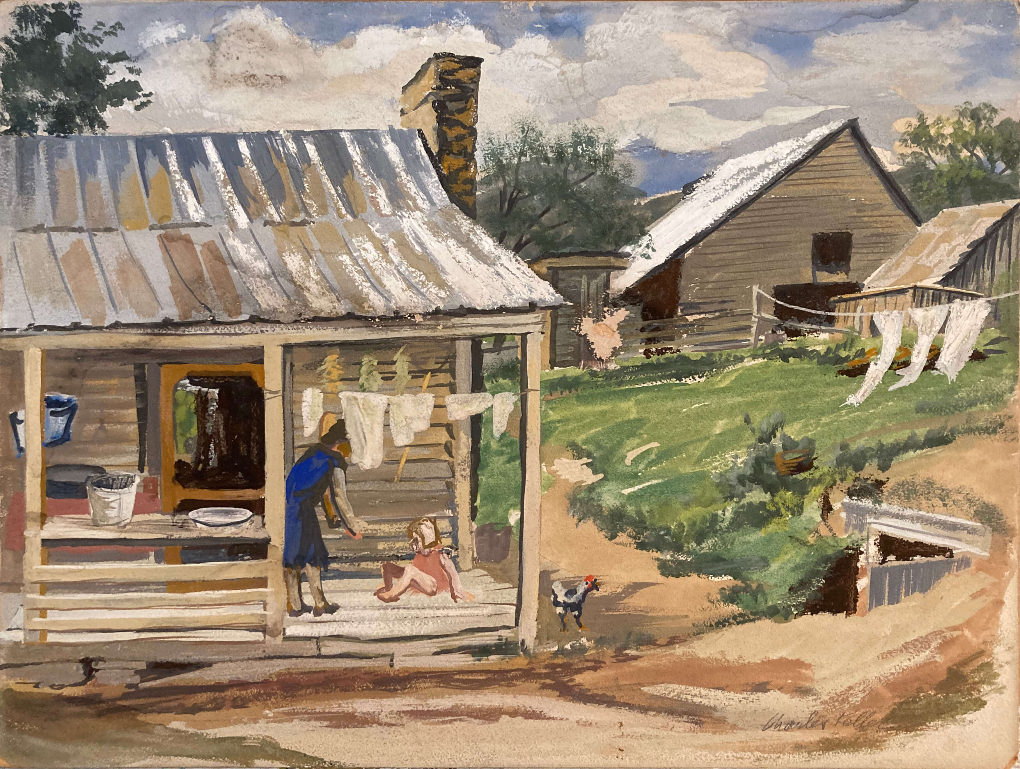 Root Cellar, gouache on paper, 15 x 20 inches, 1945