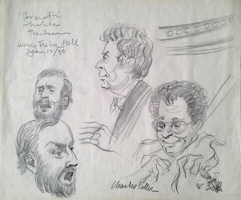 Pavorotti, Mehta, Perlman, by Charles Keller.