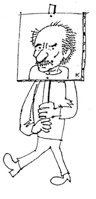 Self-portrait cartoon by Charles Keller.