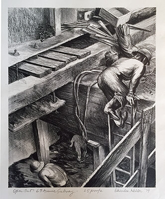 Sixth Avenue Look Down, lithograph by Charles Keller.