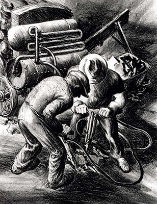 The Drillers, lithograph by Charles Keller.