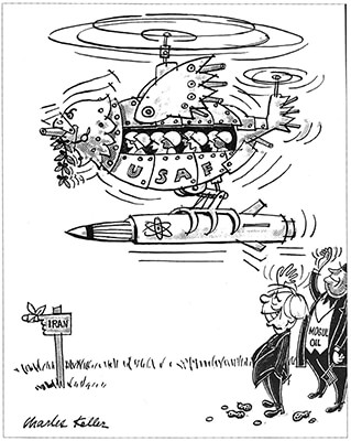 Political Cartoon, Further to the right Boys! by Charles Keller.